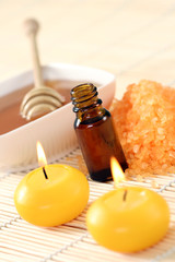 honey essential oil and fresh honey - beauty treatment