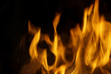 Detail of dangerous flames isolated on black background