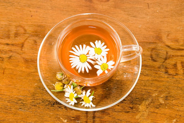 medicinal decoction with flowers of chamomile