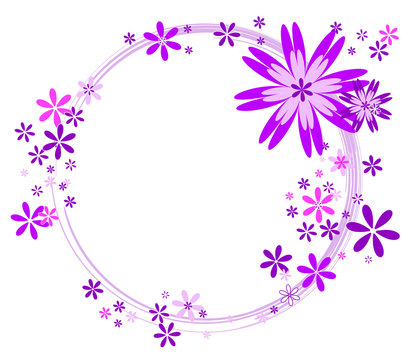 Cercle rose avec fleurs roses, violettes et blanches