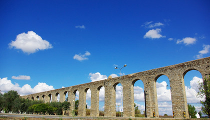 Ancient Roman aqueduct in Evora, Portugal.