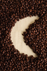 moon shape in coffee beans background