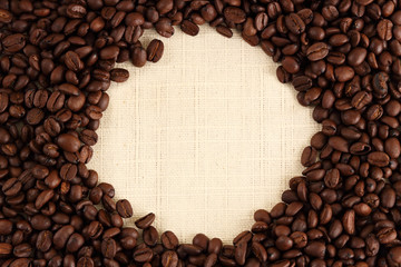 circule shape in coffee beans background