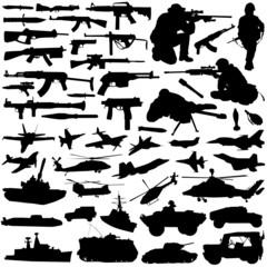 military silhouettes vector set