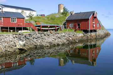 Maisons rouges dans les iles Lofoten