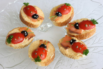 sandwiches in form of the bug on plate