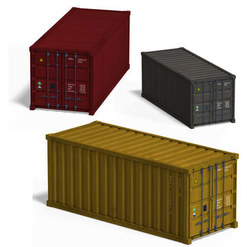 collection of three container With Clipping Path over white