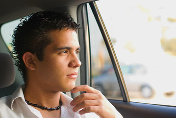 Teen boy travel in a Car