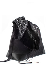 small suitcase with sexy velvet and skull print gothic clothing