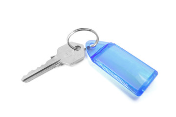Key with Key Ring on Isolated White Background