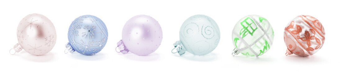 Christmas Baubles on Isolated White Background
