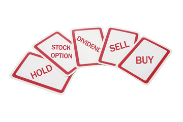 Stock and Share Cards on Isolated White Background