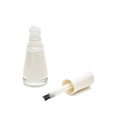 French manicure set of nail polish isolated on white.