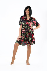 Young woman in house dress