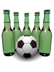 Bottles of beer and ball. 3d