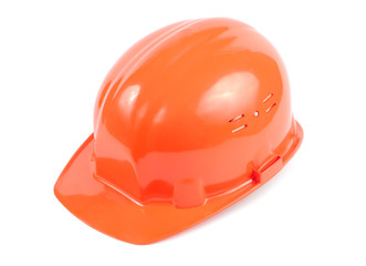 Simple orange helmet isolated with clipping path over white