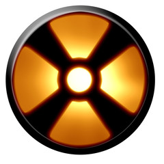 Yellow nuclear warning sign on a white background
