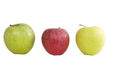 three apples isolated on white background