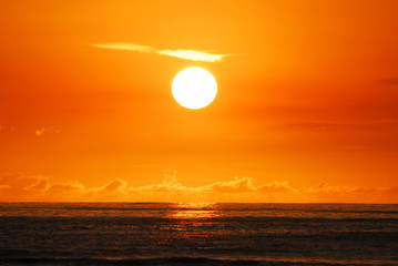 Sunset at Waikiki Beach in Honolulu, Hawaii