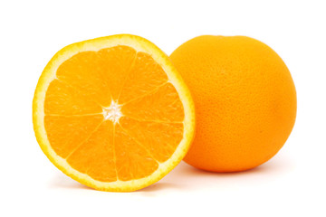 Orange and pieces isolated on white background.