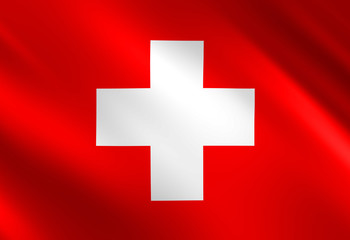 Obraz premium Swiss flag waving in the wind