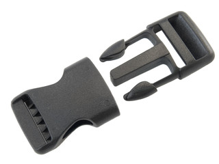 Plastic fastener for a backpack separately on white