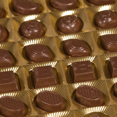 Background from chocolate sweets in a box