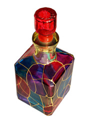 Coloured glass bottle
