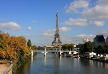 Fototapeta na wymiar Skyline Paryża w piękny dzień jesienią