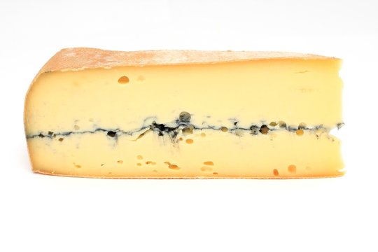 Slice of french cheese, Morbier variety