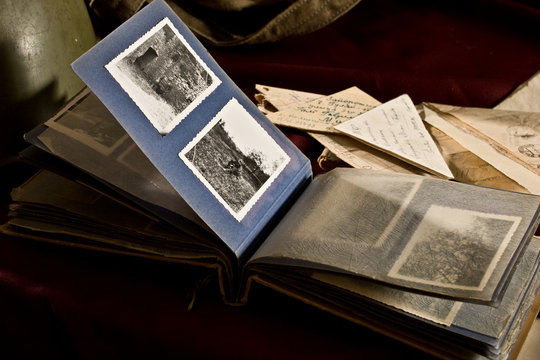 historical documents: old letters and photograph album from war