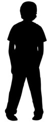 silhouette of a boy standing with his feet pigeon toed