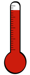 thermometer with temperature rising to the top