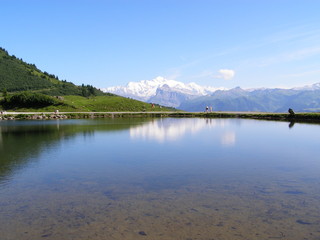 lac de joux plane, vue Mont blanc