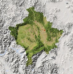 Kosovo Shaded Relief Map Colored