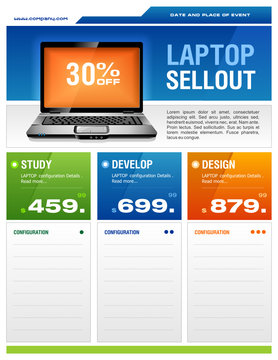 Clean design of laptop sale flyer