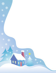 Snowy Night Christmas Border-Blue - 10107658