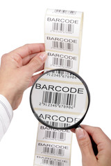 barcode labels ribbon, isolated on white