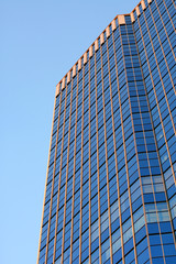 Building office centre on background blue sky in Chelyabinsk