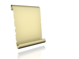 3D render of an old paper scrolled