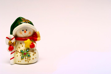 Christmas card with cheerful snowman