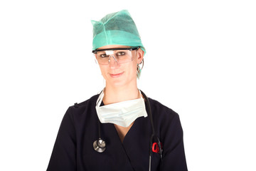 Female healthcare professional wearnig protective clothing