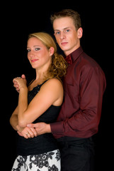 Obraz na płótnie Canvas Young attractive ballroom dancers, man and woman.