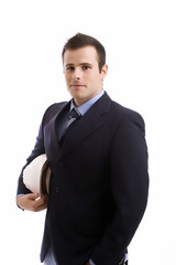 Portrait of young businessman - isolated in white background