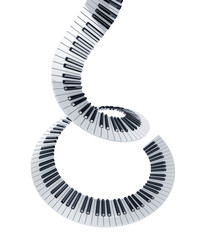 3d rendering of piano keys in a spiral