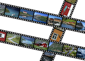 Illustration  filmstrips with travel photos. Norway, Scandinavia