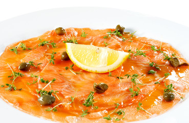 Salmon Carpaccio with Greens and Lemon