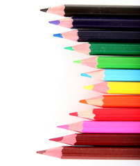 Color pencils on white background