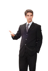 Businessman in suit doing a presentation