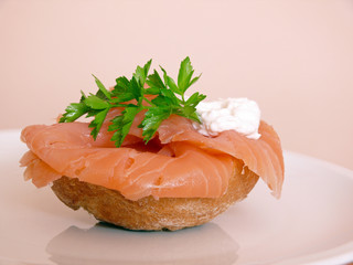 Brötchen mit  Lachs.